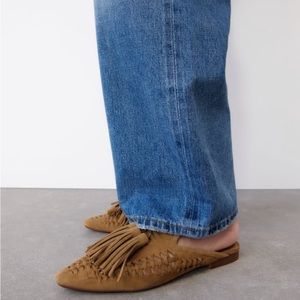 ZARA Open Back Suede Loafers Color-Sandy Brown Size-EU 41/USA 10 NWT